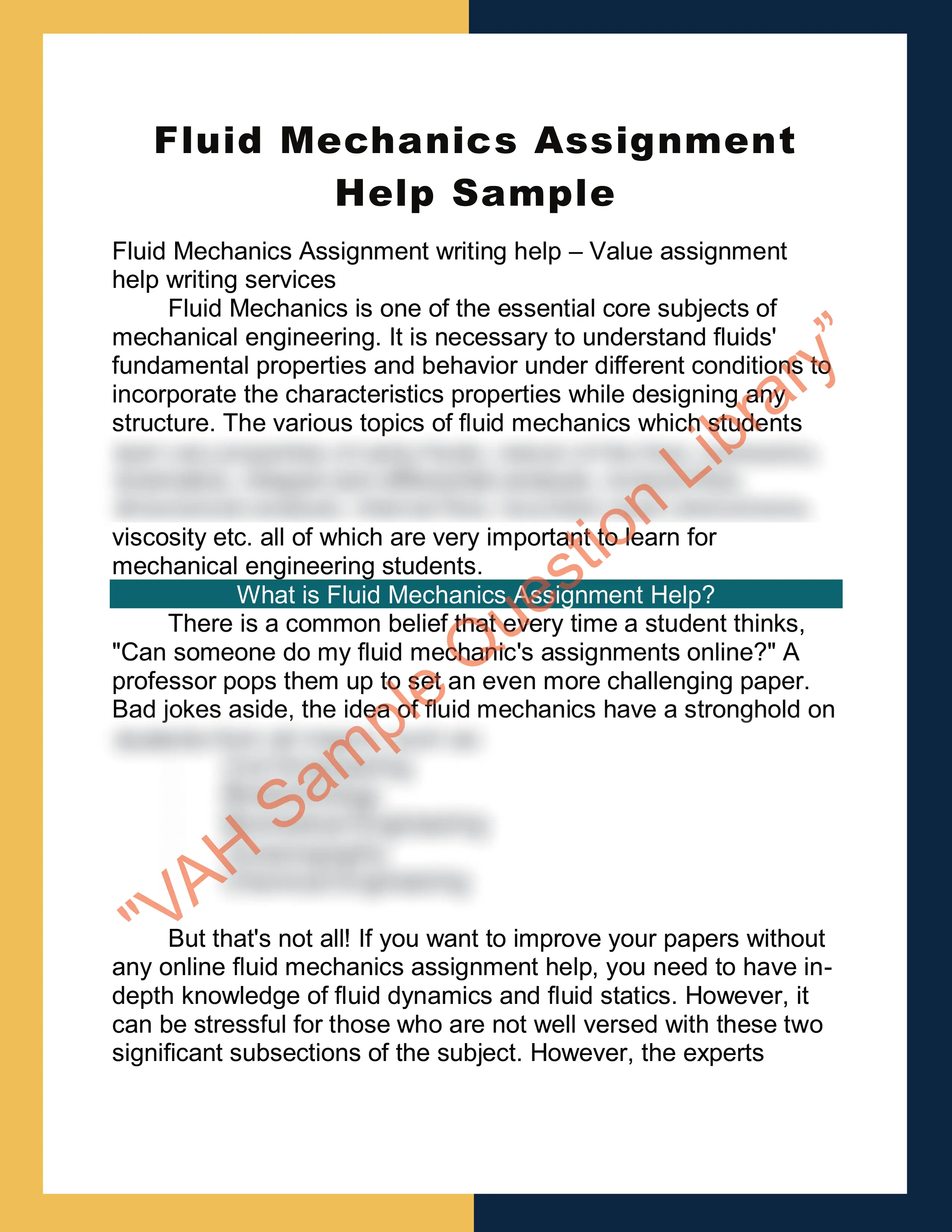 Fluid Mechanics Assignment  Help Sample 0